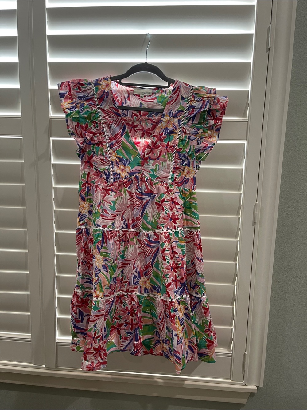 Pinch Pink & Green Floral Ruffle Dress — juniors  sizing